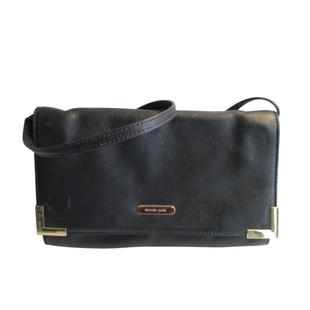 *Michael KORS Black Leather Envelope Clutch 2-Way - NWT
